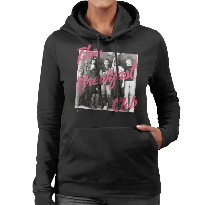 Markdowns The Breakfast Club Pink Text Characters At Lockers Women's Hooded Sweatshirt