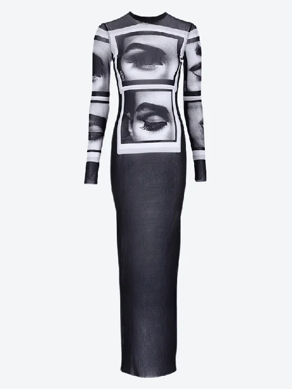 Today's Special Eyes and lips mesh long dress