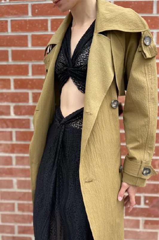 New Markdowns Textured Trench Coat in Dull Gold (Sold Out)