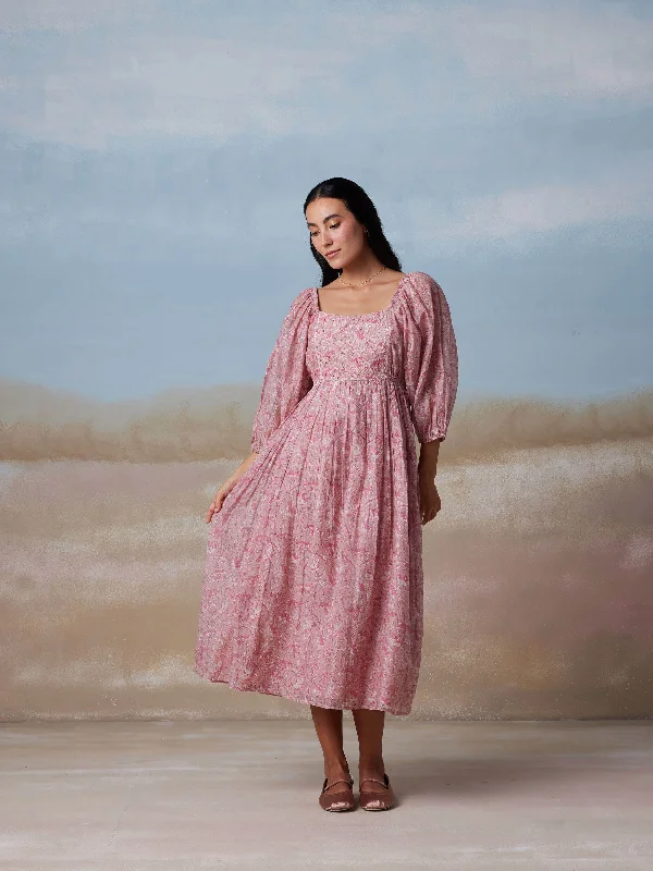 Savings Bonanza Bougainvillea Quilt Midi Dress