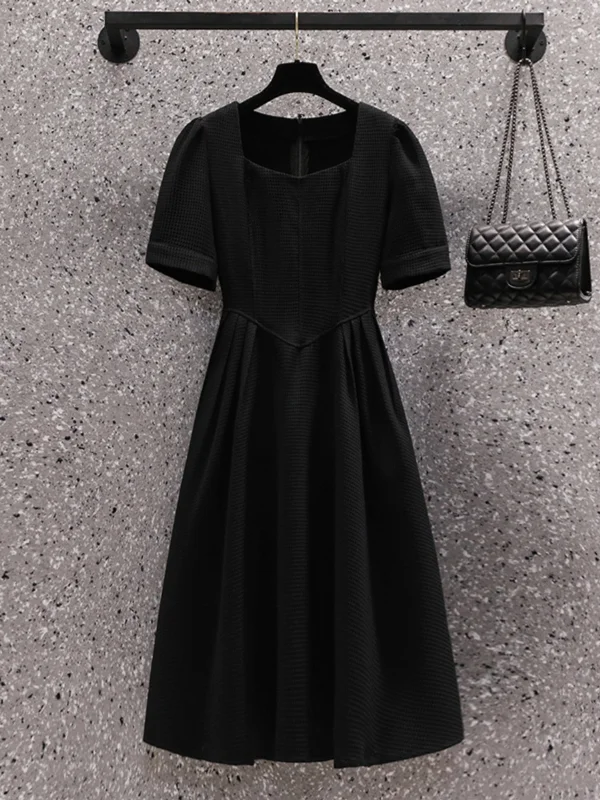 Hot Deal Plus Size Black Vintage Corset A Line Midi Dress
