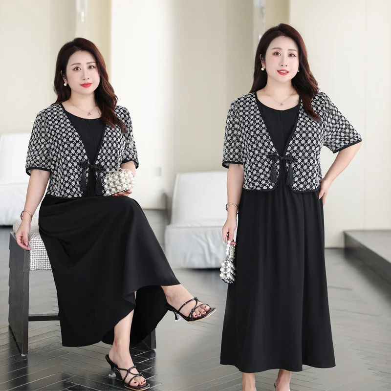 Discount Deals Plus Size Jacket Look Midi Dress (Extra Big Size)