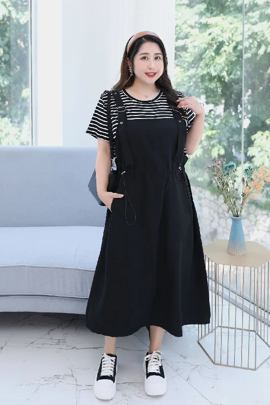 Markdown Madness (5XL-8XL) Plus Size Mock 2 Piece Suspender Dress (Extra Big Size)