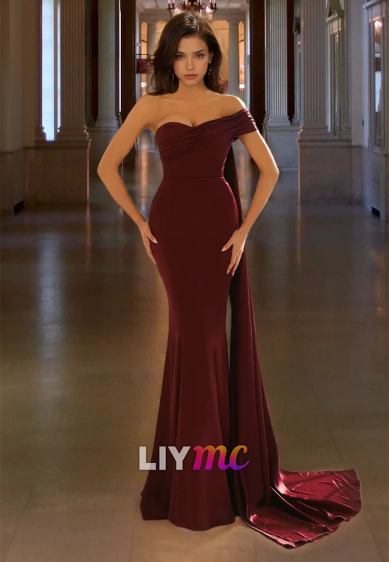 Deal Explosion One Shoulder Strapless Sleek Mermaid Formal Dress
