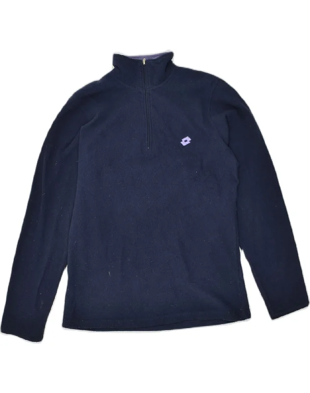 Online Only LOTTO Womens Zip Neck Fleece Jumper UK 12 Medium Navy Blue Polyester