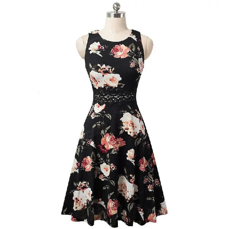 Year-End Sale Vintage White Flower Elegant Floral Swing Dress