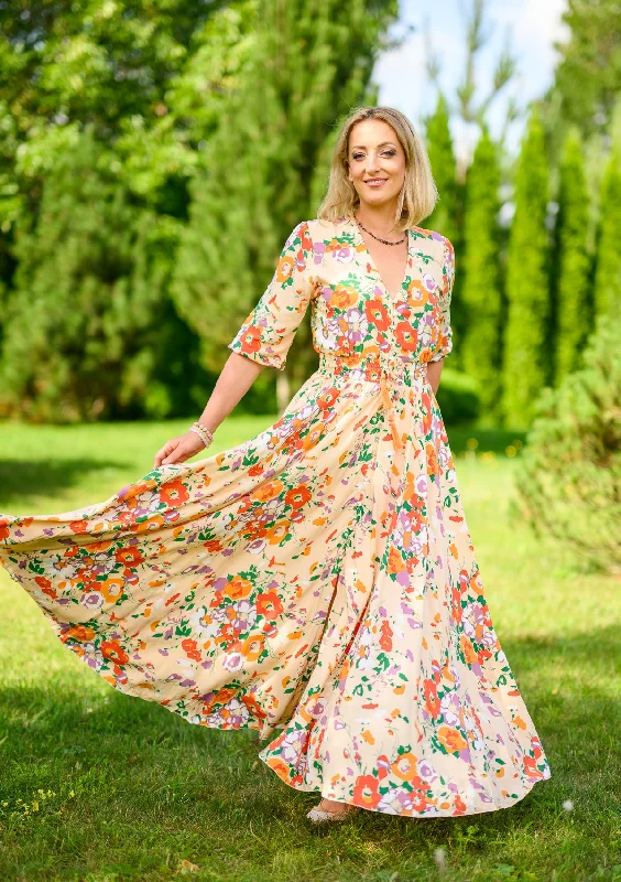 Reduced Prices Isabella Orange Flowers Garden Dress
