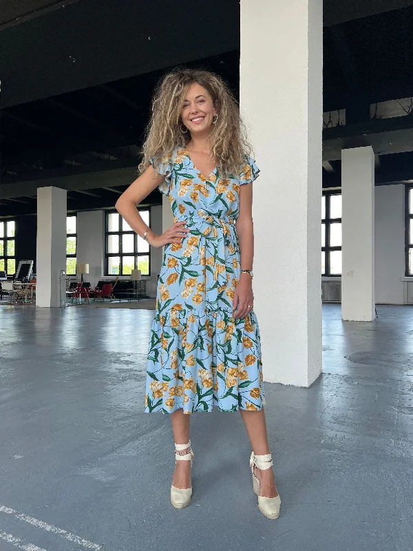 Huge Savings Blue Print Tulip Dress