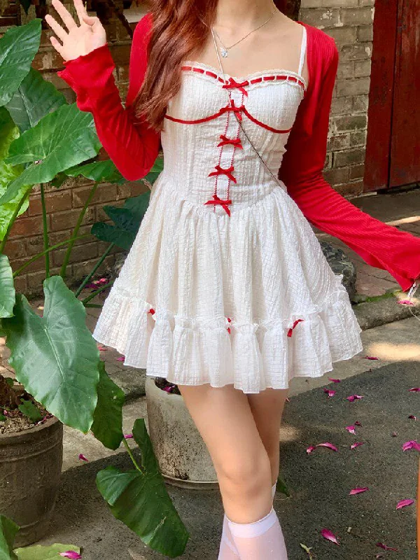 Special Savings Coquette Mini Dress With Cardigan