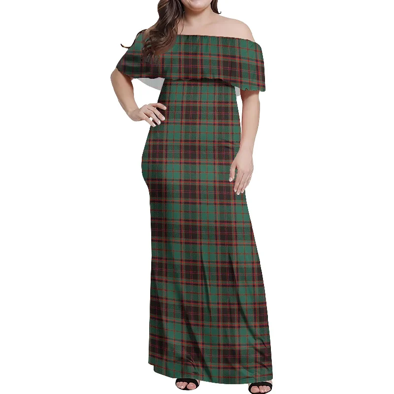 Low Prices Buchan Ancient Tartan Off Shoulder Long Dress