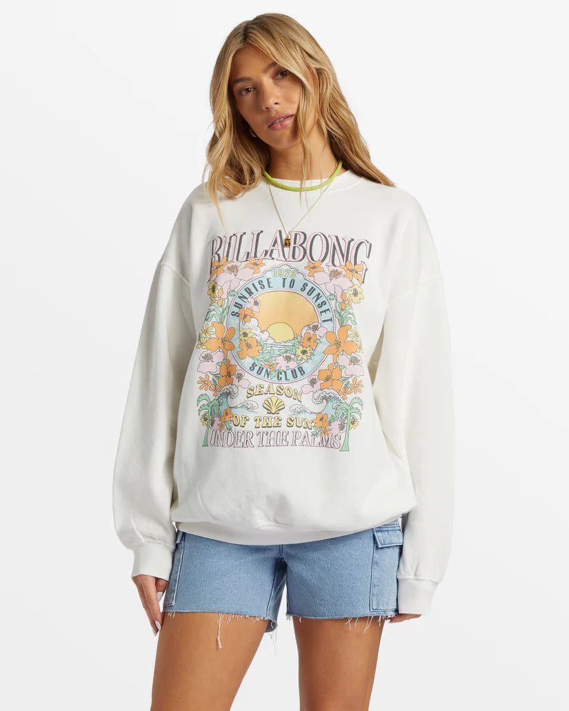 While Supplies Last Billabong Womens Ride In Crewneck Sweatshirt - Salt Crystal