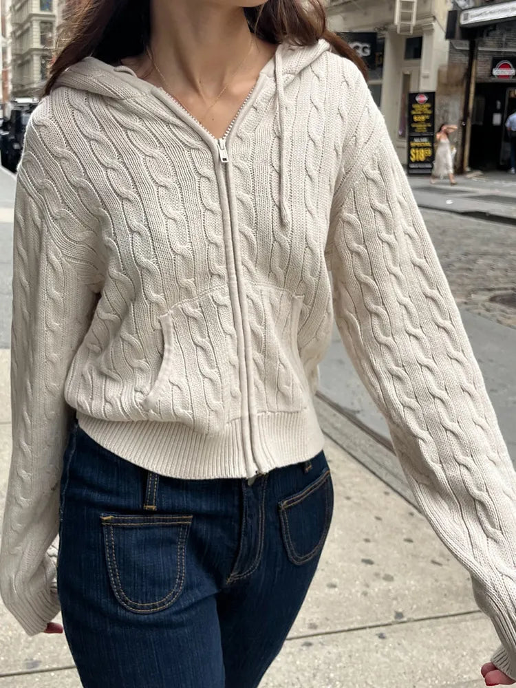Exclusive Savings Znbbw Twist Knitted Hooded Cardigan Women Autumn Casual Cotton Ribbed Trim Zip-up Sweater Vintage Streetwear Cropped Tops Coat Exclusive Savings Znbbw Twist Knitted Hooded Cardigan Women Autumn Casual Cotton Ribbed Trim Zip-up Sweater Vintage Streetwear Cropped Tops Coat