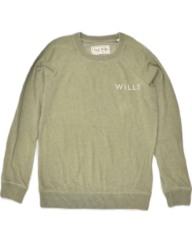 Price Cut JACK WILLS Womens Sweatshirt Jumper UK 6 XS Green Cotton