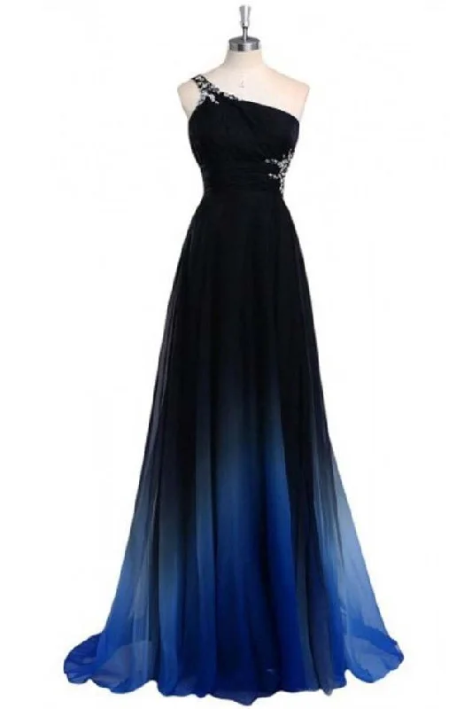 Midnight Madness Ombre A Line One Shoulder Beading Chiffon Prom Dresses Gradient Formal Dresses N732 Midnight Madness Ombre A Line One Shoulder Beading Chiffon Prom Dresses Gradient Formal Dresses N732