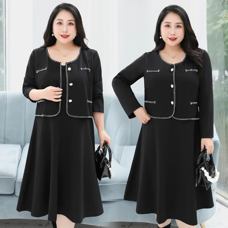 Online Exclusive (4XL-8XL) Plus Size Chanelesque Long Sleeve Dress (Extra Big Size)