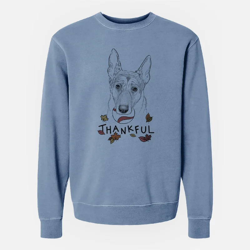 Early Bird Discount Thankful Greta the German Shepherd - Unisex Pigment Dyed Crew Sweatshirt