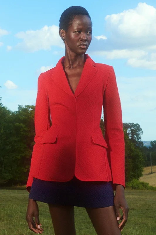 Huge Discounts Remi Stretch-Cotton Diamond-Jacquard Jacket in Red