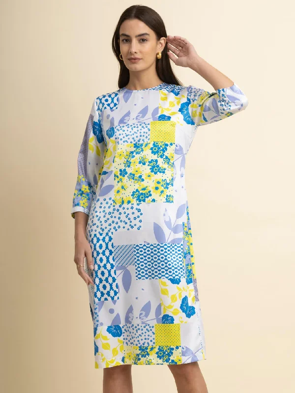 Special Price Abstract Print Shift Dress - Multicolour