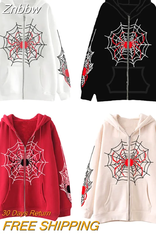 Price Buster Znbbw Women's Halloween Casual Hooded Coat Long Sleeve Spider Web Print Zip Up Hoodie with Pockets Price Buster Znbbw Women's Halloween Casual Hooded Coat Long Sleeve Spider Web Print Zip Up Hoodie with Pockets