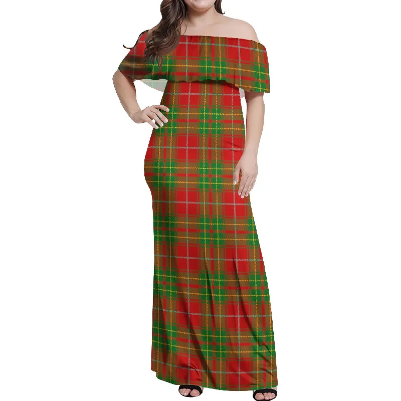 Major Savings Burnett Tartan Off Shoulder Long Dress