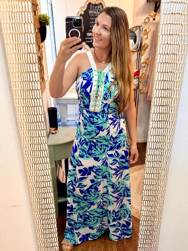 Act Fast Jealous Tomato Maxi Leaf Dress