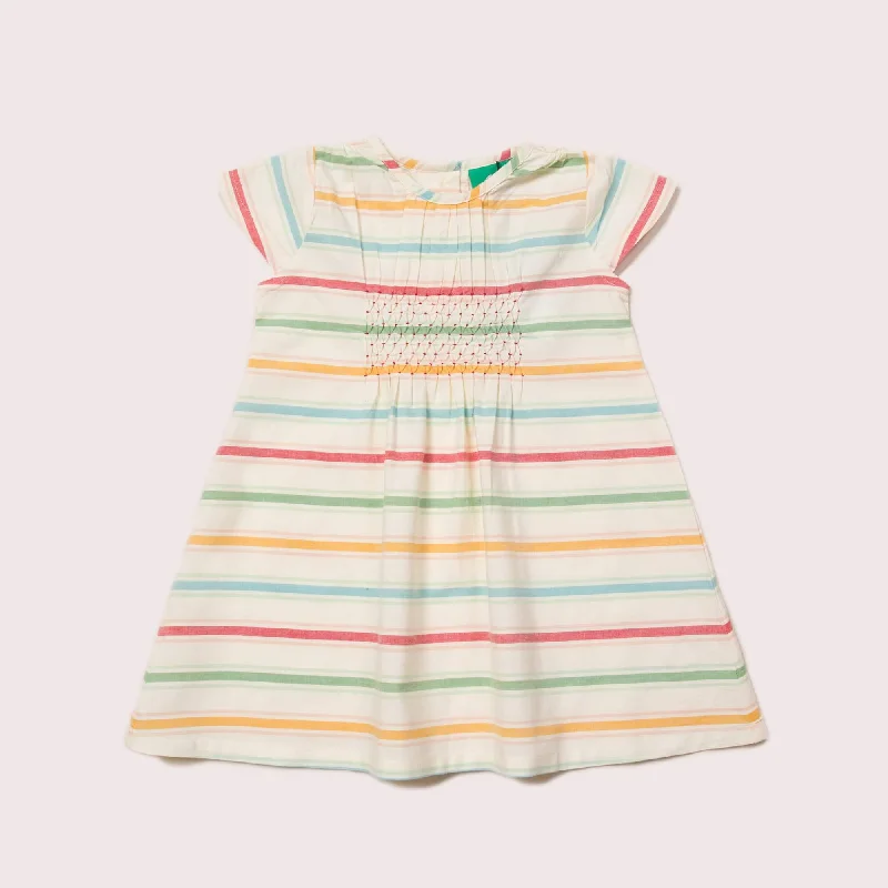 Crazy Savings Rainbow Striped Smocked Floaty Dress