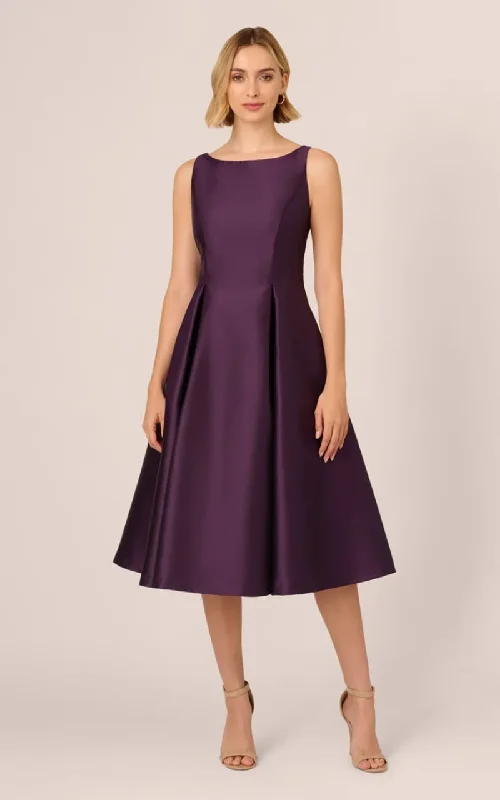 Customer Appreciation Sale Adrianna Papell- Sleeveless Mikado Fit and Flare Midi Dress in Luxe Plum