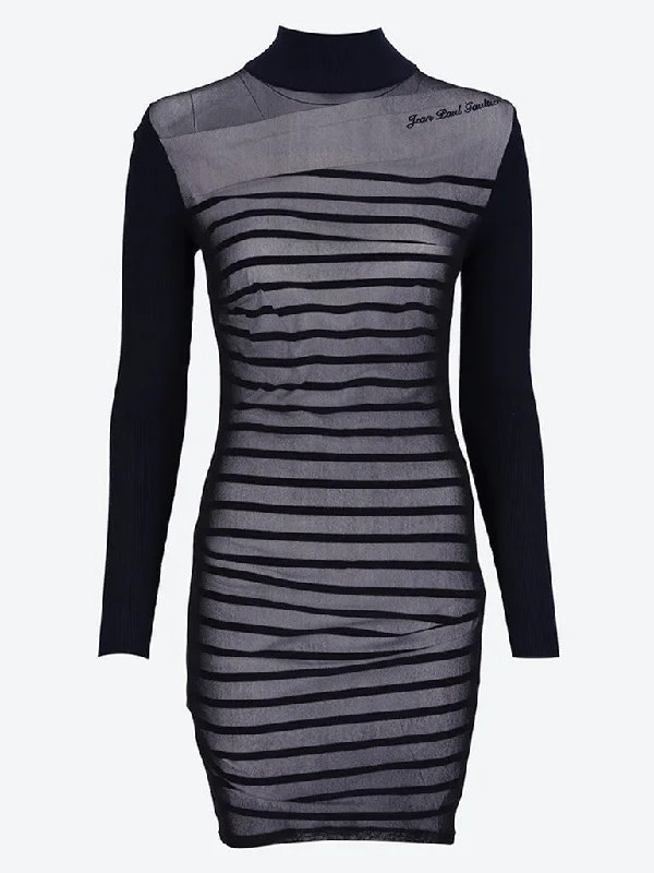 Take Advantage Ribbed mariniere short dress