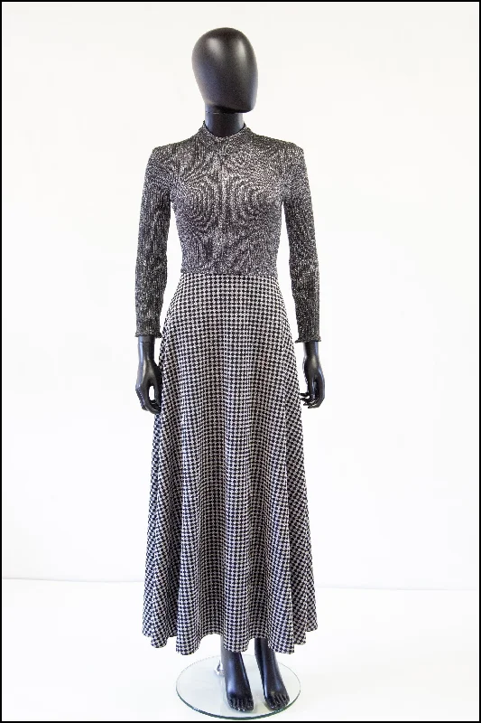 Time-Limited Offer Vintage 1970s Silver Lurex Knit Maxi Dress