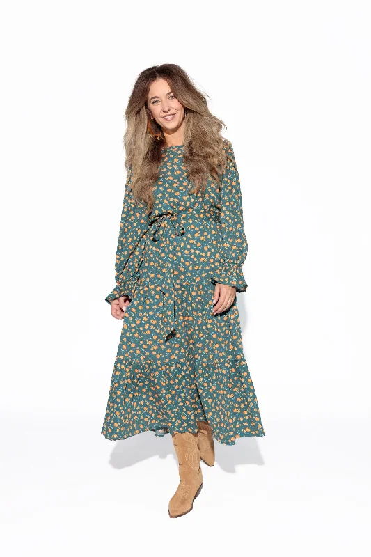Special Discount Floral Vintage Green Dress