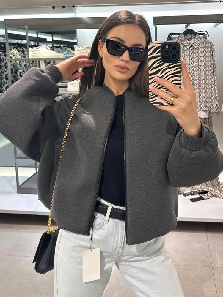 Price Cut Znbbw Elegant Solid Pilot Jacket Women's Casual Long Sleeved Zippered Cropped Overcoat 2023 Female Chic Party Club Street Wear Price Cut Znbbw Elegant Solid Pilot Jacket Women's Casual Long Sleeved Zippered Cropped Overcoat 2023 Female Chic Party Club Street Wear