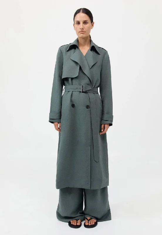 Deep Discounts Soft Tailored Trench - Balsam Green