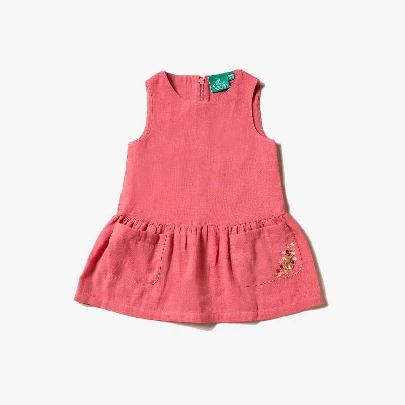 Epic Deals Sunset Pink Embroidered Pocket Dress