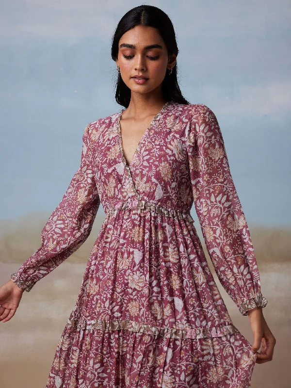 Deal Frenzy Grape Basket Tiered Maxi Dress