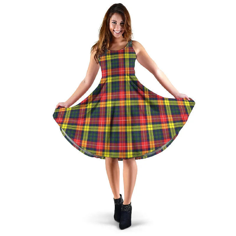 Special Savings Buchanan Modern Tartan Sleeveless Midi Womens Dress