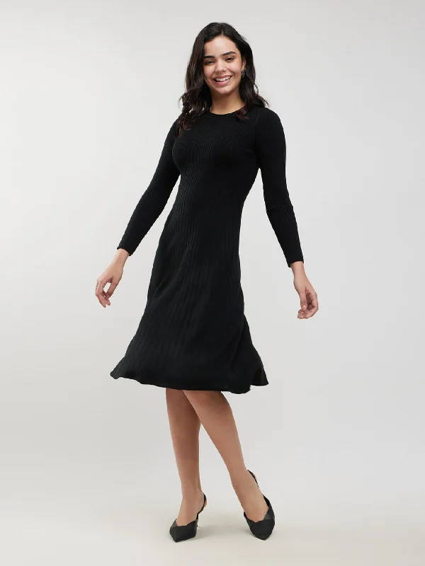 Exclusive Preview LivSoft Fit And Flare Sweater Dress - Black