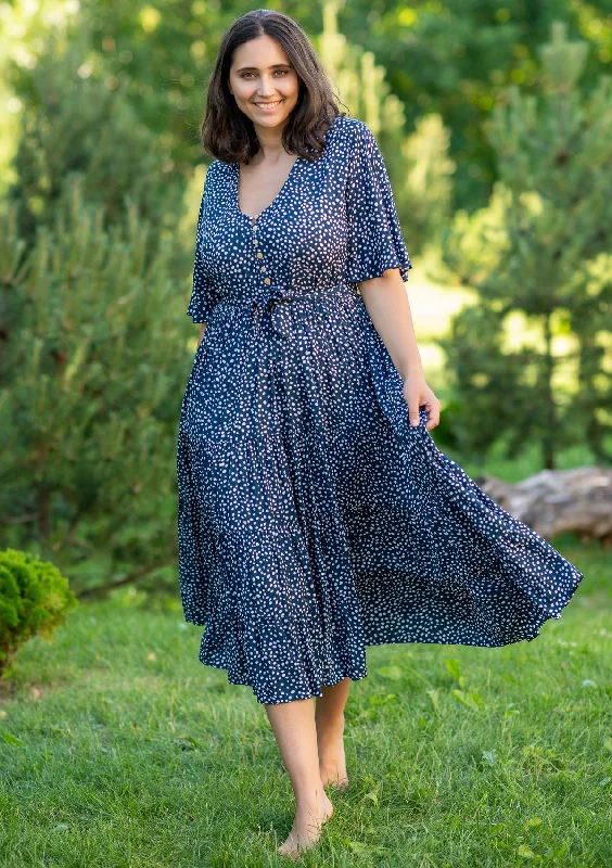 Today Only Polka Blue Midi Plus Dress