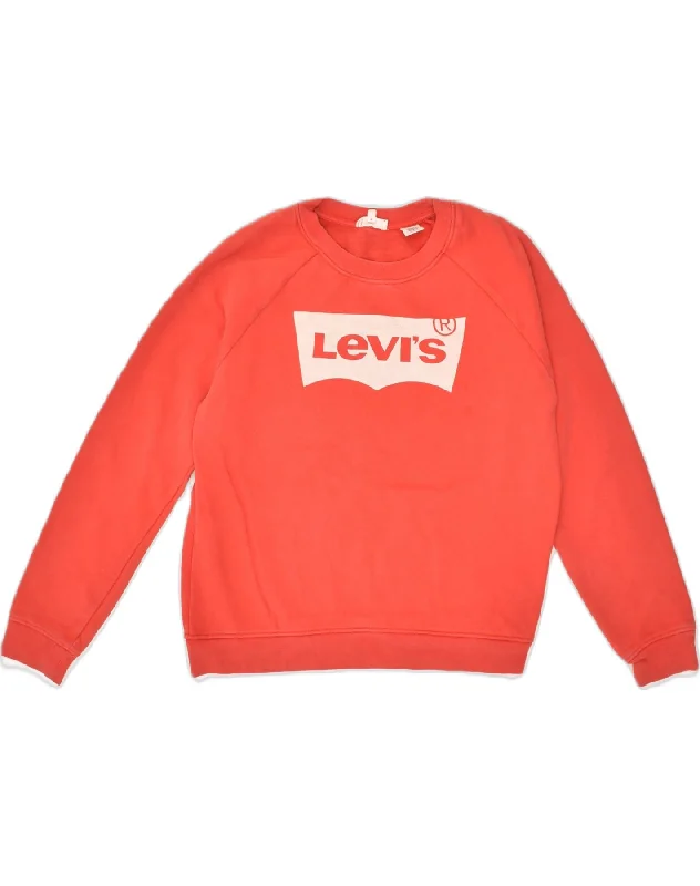 Price Cut LEVI'S Womens Graphic Sweatshirt Jumper UK 6 XS Red Cotton