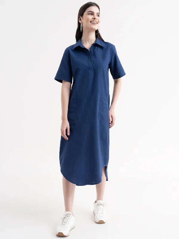 Flash Sale Linen Shift Dress - Blue