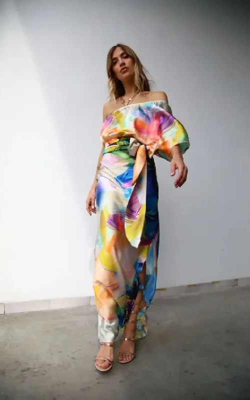 Low Prices Moqette- One Shoulder Kimono Maxi Dress
