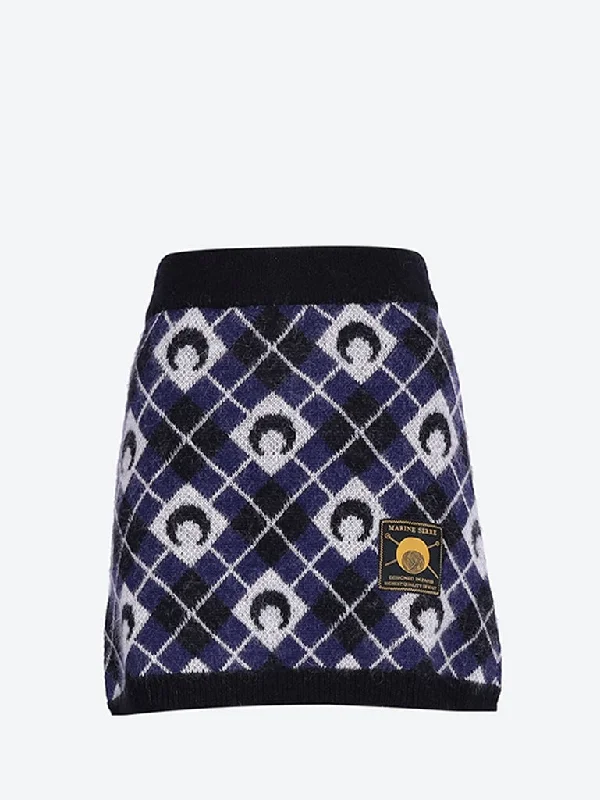 Hurry In Moon argyle knit mini skirt