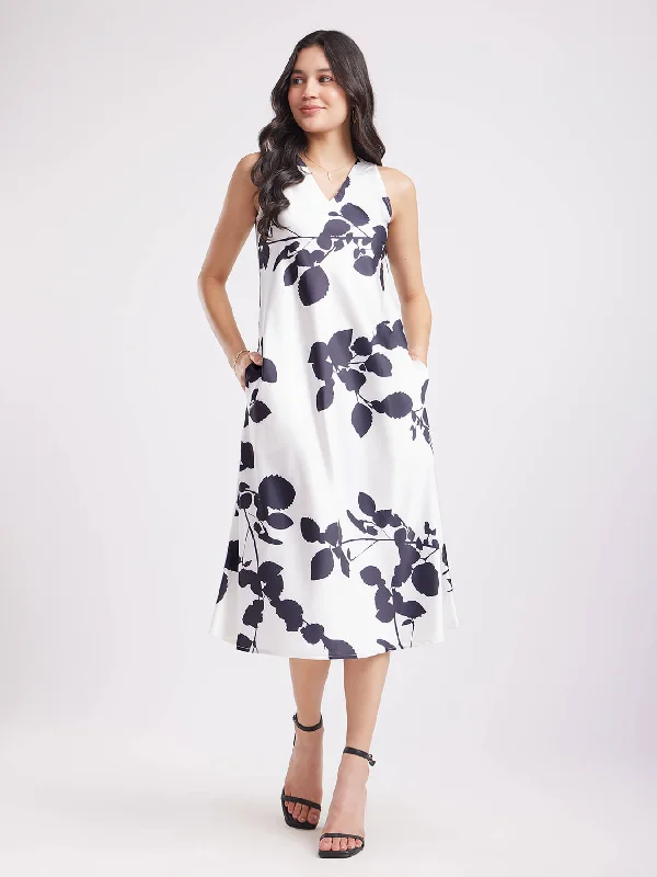 Special Buy Satin Midi Dress - White And Black