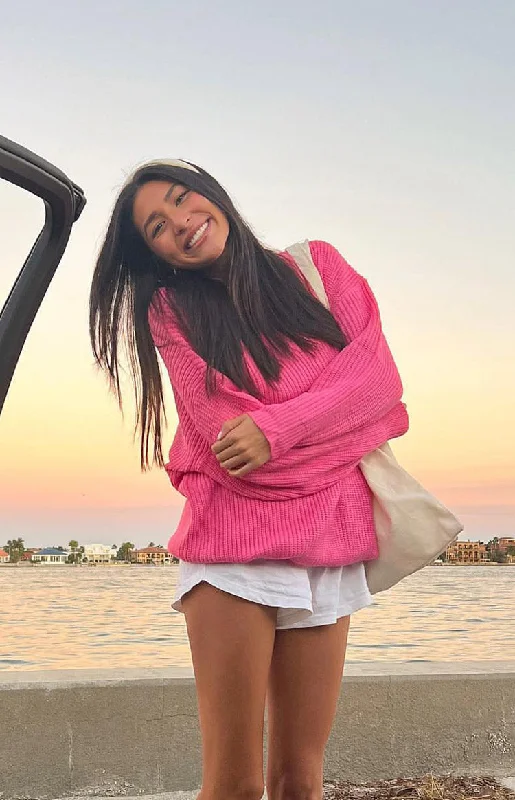Take Advantage Adaline Pink Oversized Sweater Dress