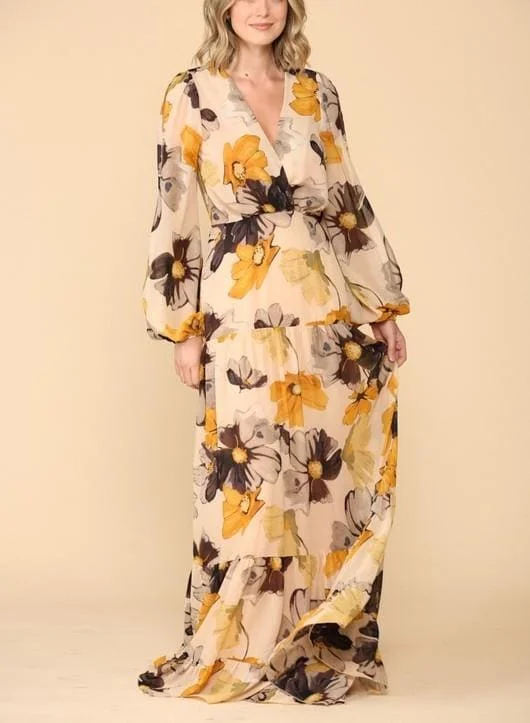 Discount Deals Floral print open sleeves Maxi Dress