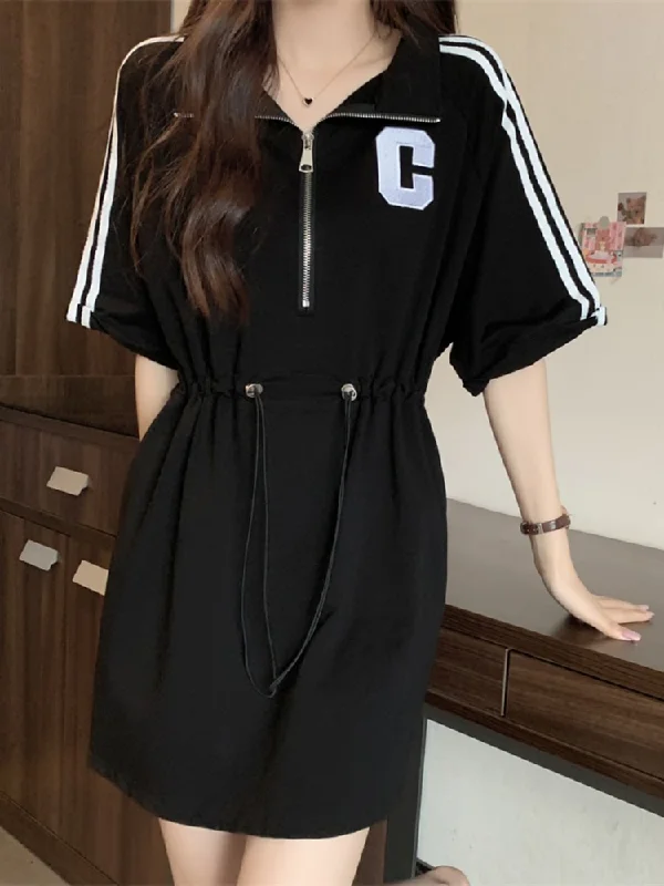 Crazy Deals Plus Size Black Sweater Sporty Short Sleeve Knit Dress