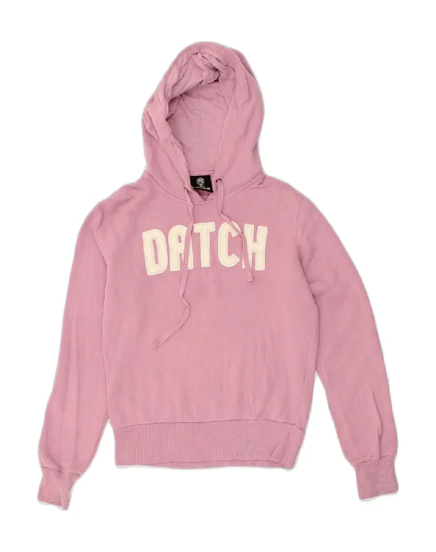 One-DAY Sale DATCH Womens Graphic Hoodie Jumper UK 14 Medium Pink Cotton