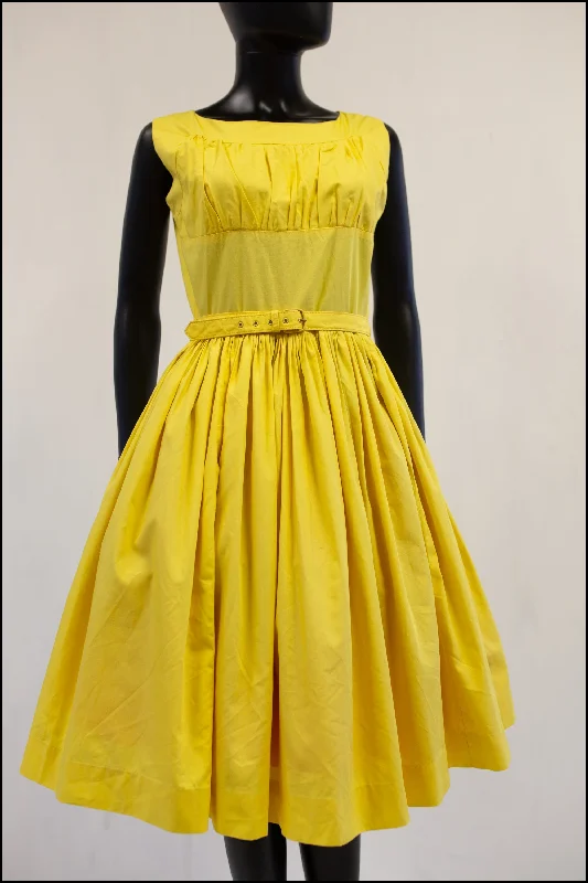Super Savings Vintage 1950s Lemon Yellow Cotton Sun Dress