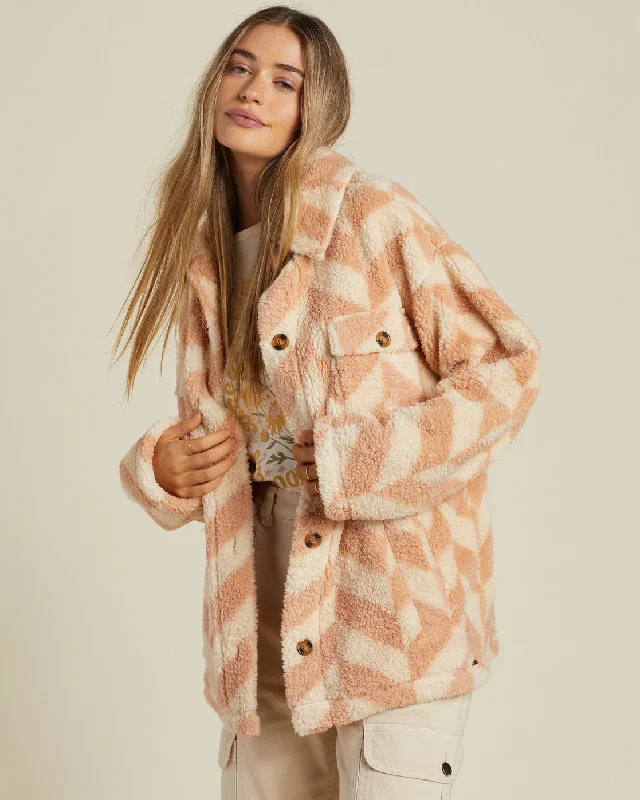 Online Exclusive Billabong Womens Fairbanks Fleece Sweatshirt/Teddy Bear Jacket