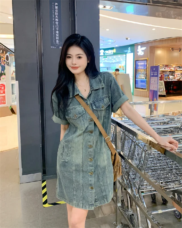 Warehouse Sale Plus Size Denim Short Shirt Dress