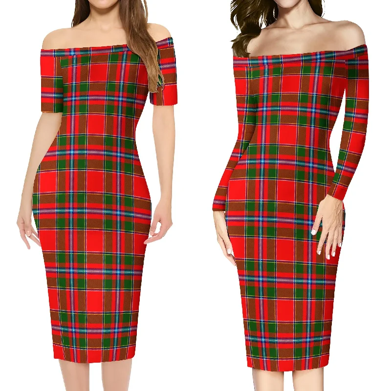 Great Deals Butter Tartan Off Shoulder Lady Dress